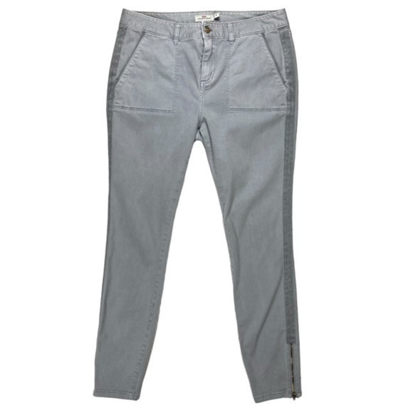 Vineyard Vines Pants Womens Size 10 Grey Blue Stretch Zipper Hem Moto High Rise - Picture 1 of 10